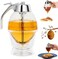 Plastic Honey Dispenser No Drip 8 oz Honey Pot with Stand - Honey Jar and Maple Syrup Container, Drip Free Honeycomb Design Dispenser for Kitchen Table Serving, Pancakes, Waffles, Tea and Coffee