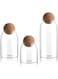 MISBAH 3-Piece Glass Food Storage Jar With Round Ball Cork Lid Clear