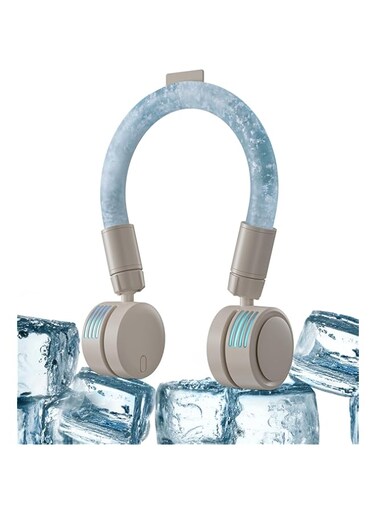 LEMOISTAR Portable Neck Fan, Hands Free Bladeless Fan, 360&deg; Cooling Personal Fan, Battery USB Rechargeable 3 Speed Adjustable Wearable Fan for Outdoor Indoor Office Travel Sports Women(Khaki)