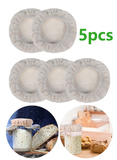 Covers for Sourdough Starter Jars Or Kombucha Kefir Fermentation Cheese Fabric Lids Bread Fermentation Cover Elastic Cotton Cloth Linen Covers for Jars Mouth from 3-4 inch