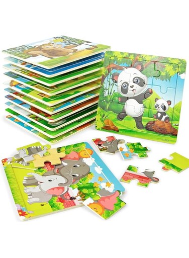 20 Pack Animal Preschool Puzzles,Educational Learning Party Toys for Boys and Girls, Wooden Puzzles Preschool Toys Gifts,Classroom, Party Favors, Goodie Bags Fillers, Birthday Day Gifts and Prize