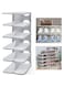 TXALWIQ 6-Tier Thickening Cubby Shoe Rack, Free Combination Shoe Organizer for Closet, Free Standing Shoe Tower, Stackable Space-Saving Adjustable Shoe Storage Shelf, Grey