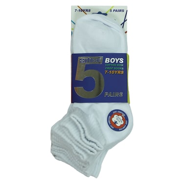 Outdoor Boys Cotton Rich Crop Socks Assorted, 7-10 Years, 5 Pairs
