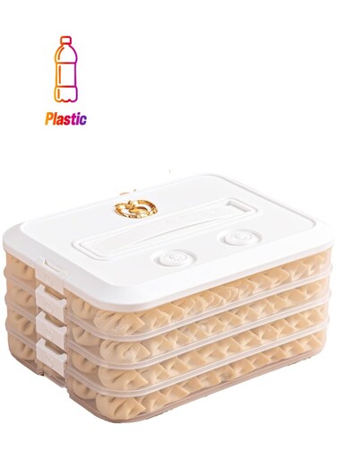 Multi-Layer Food Storage Box &ndash; Stackable Dumpling &amp; Freezer Organizer with Airtight Lid