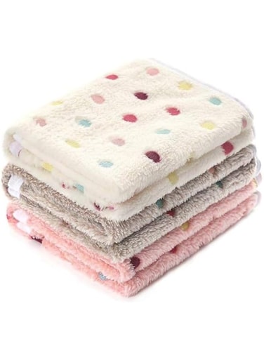 YARDHOBI Soft Dog Blanket Washable, 3 Blankets, Super Soft Fluffy Premium Fleece Pet Blanket, Flannel Throw, Cat Calming Blankets Throw for Medium Small Dogs (Beige/Light Currant/Pink, 30 x 20Inch)