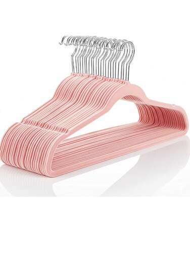 Dot Gift&Acirc;&reg; 10-Pack Pink Non-Slip Velvet Hangers 45cm With 360 Degree Rotatable Hook - Durable &amp; Slim - Non Slip Hangers for Coat Hangers - Pant Hangers