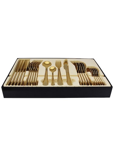 JI Da Cutlery Set, 24 Piece set, 410 Stainless Steel, 4mm, Matt Gold- CS-24-MG