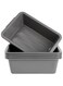 Dicunoy 4 Pack Commercial Bus Tubs, 8L Gray Bus Utility Box, Rectangle Wash Dish Basin Pans, Plastic Tote Box (33.8cm L x 23.4cm W x 11cm H)