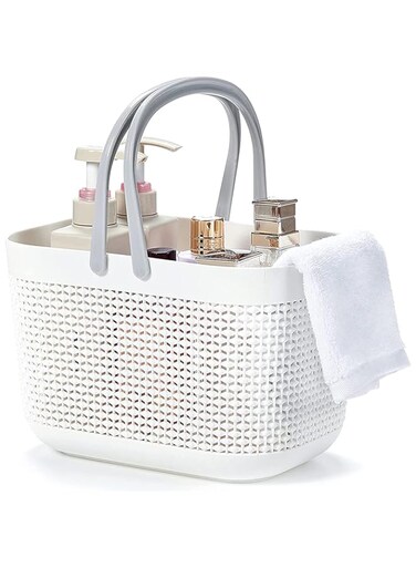 Angju Shower Caddy Basket Tote for College Dorm Room Essentials, Plastic Storage Basket with Handles Portable Organizer bins for Kitchen Bathroom Bedroom Toiletry Laundry Garden Pool Beach