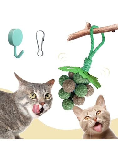 Tazweeq Catnip Toys Balls, Teeth Cleaning Cat Bite Toy, Cat Wall Treats, Interactive Cat Toys for Hours of Play