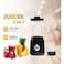 2-in-1 Electric Juicer Blender 1500W, 1.5L Large Capacity Smoothie Mixer with Grinding Cup, Black