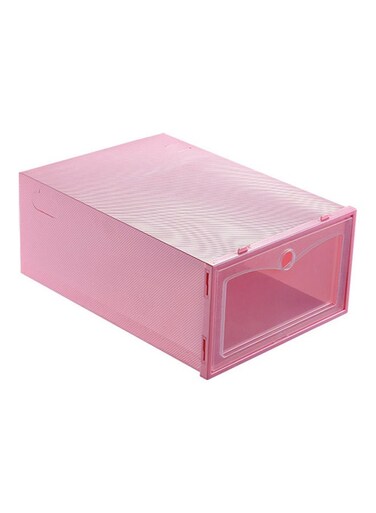 Cover Transparent Stackable Storage Box Shoes Drawer Case Organizer Pink 20*10*20cm