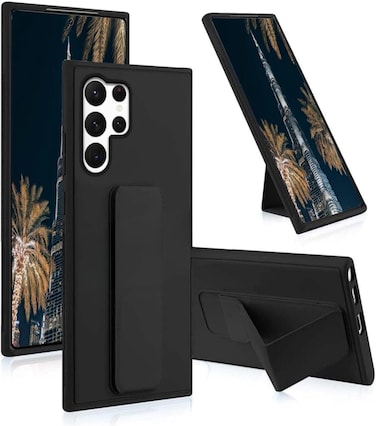 Samsung Galaxy S25 Ultra Case, Multi Stand Cover with Magnet Holder, Hand Strap Grip, Vertical and Horizontal Stand (Black, Samsung Galaxy S25 Ultra)