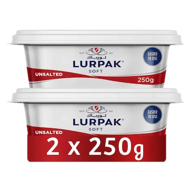 Lurpak Spreadable Unsalted Butter, 250g, Pack of 2