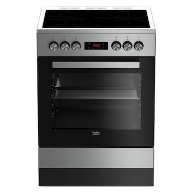 Beko 60x60cm Freestanding Ceramic Electric cooker, 4 Cooking Zones(2 Expandable),8 Cooking Multifunction Oven,72 litres Oven Capacity,FSM67320GXS(Inox)