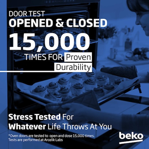 Beko 60x60cm Free standing Gas Cooker,full safety with 4 High Efficiency Gas Burner(1 Wok),Cast iron pan support,FSGT61121DXL(Stainless Steel)