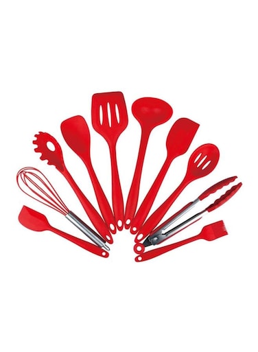 Silicone Kitchen Utensils Set Red 31.5x11.2cm
