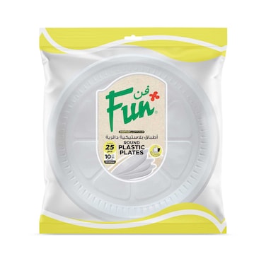 Fun Everyday Disposable Plastic Plate Set Large 26cm White 25 PCS