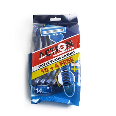 Action Triple Blade Razor Blue 14 Razors
