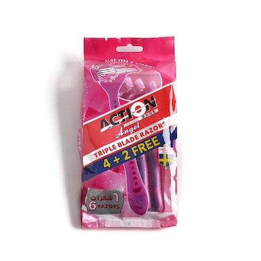 Actions Angel Triple Blade Razors Pink 6 Razors