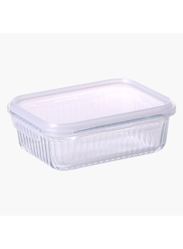 Wave Lock Rectangular Glass Food Container With Lid, 1.5 Liter Capacity Multicolor 1.5 Liters