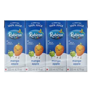 روبيكون عصير مانغو وتفاح  بدون  سكر مضاف،  200 ملل حزمة من 4