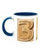 Number 3 Printed Coffee Mug White/Blue/Brown