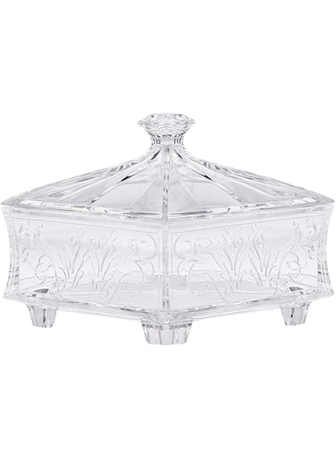 Azad 2724466694044 Fudge Shape Candy Bowl With Lid, Clear, H 5.1 x W D 3.1 cm