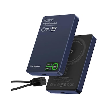Powerology MagVolt 5000mAh Magnetic Power Bank with 15W Wireless &amp; 20W PD Fast Charging
