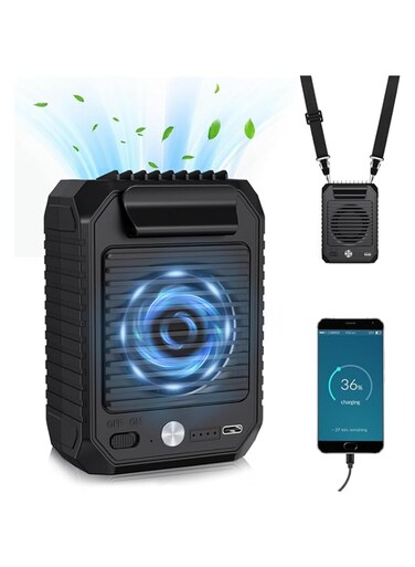 Portable Waist Clip Fan, 10000mAh Battery Powered, Hands-free Cooling Body Fan with Max 24H Working Time &amp; 3 Speeds 6500RPM Strong Airflow, Waist Cooling Fan, Wearable Belt Personal Fan for Outdoor