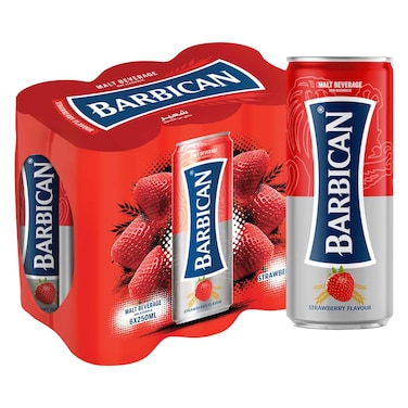 Barbican Strawberry Flavour Non-Alcoholic Malt Beverage Can, 250ml Pack of 6