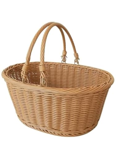Gongxi Oval Rattan-like Storage Basket, Brown