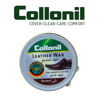 Collonil Leather Wax Tin Brown 50ml &ndash; Nourishing High-Gloss Shoe Polish for Premium Leather Care