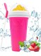 Maker Cup Magic Frozen Squeeze Ice Cup DIY Instant Icy Frozen Drinks in Moments Magic Quick Frozen Smoothies Cup Cooling Maker Cup Double Layer Silicone Slushies Squeeze Cup (Pink 13.52oz)