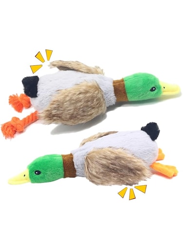 Masroo Dog Squeaky Toys,2 Pack Duck Dog Chew Toys for Aggressive Chewers Puppy Toys with Crinkle Paper and Squeaker, Interactive Tug of War Dog Toy for Small, Medium, and Large Breeds