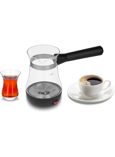 istanbuli glass turkish coffee maker with stainless steel base and 800w power