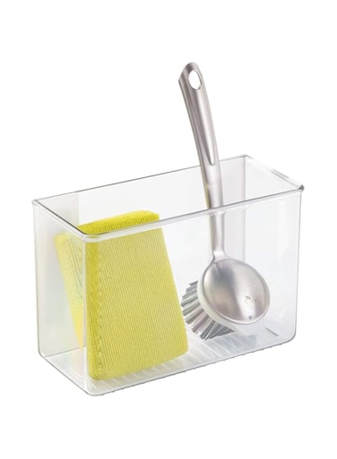 iDesign AFFIXX Plastic Wall Mount Organizer for Kitchen, Bathroom, Office, Bedroom, Garage, Craft Room, 3.5" x 8" x 5.5", Clear
