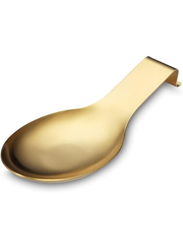 HOMQUEN Matte Gold Spoon Rest, Stainless Steel Spoon Holder for Stove Top, kitchen utensils Holder for Ladles, Tongs, Spatula, Stove Spoon Holder, Pot Lid Holder, Dishwasher Safe (1PC-9.5 Inch)