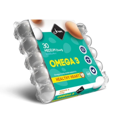 Jenan Omega 3 Medium White Eggs 30 PCS
