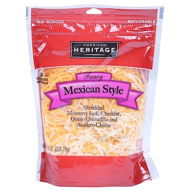 American Heritage Fancy Shredded Mexican Style Cheese, 227g