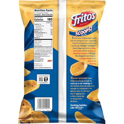 Fritos Scoops Corn Chips Great for Dipping  312g