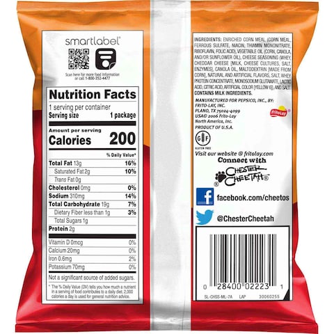 Cheetos Cheese Flavoured Crunchy Chips, 35.4g