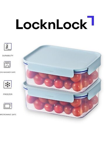 Classic Plus Rectangle Food Container 1.65L (PACK of 2) &acirc;&euro;&ldquo; Mint, Airtight &amp; Microwave Safe