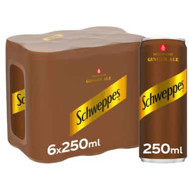 Schweppes Ginger Ale Carbonated Drink Can 250ml Pack of 6