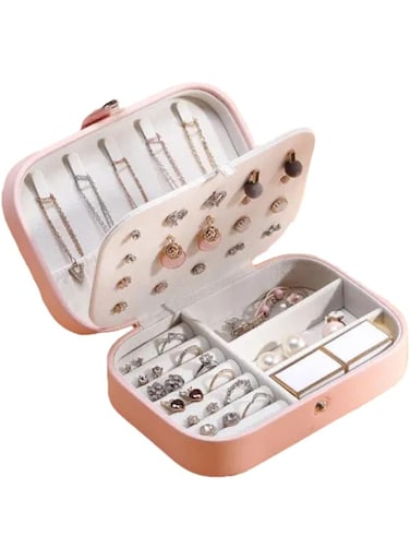 Portable Jewelry Box For Travel Jewelry Organizer Double Layer for Necklace Earring Rings Jewelry Holder Case