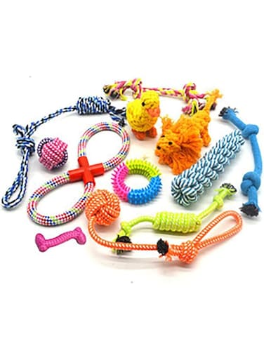Dog Chew Toys Set, 12Pcs Puppy Cotton Rope Animal doll Chew Toys for Traning, Cleaning Teeth, Pet Supplies for Puppy, Small Dogs, Medium Dogs