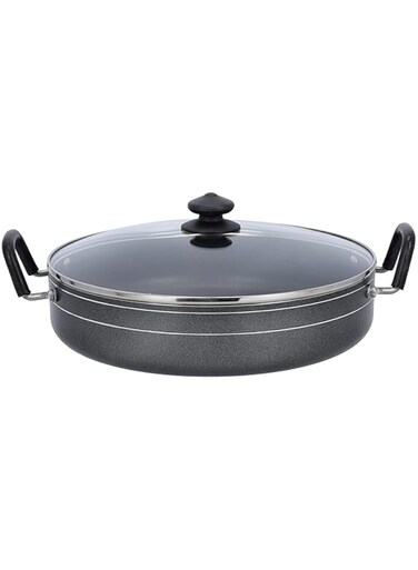 Royalford 32Cm Non Stick Work Pan With Glass Lid, Multi, Rf10007