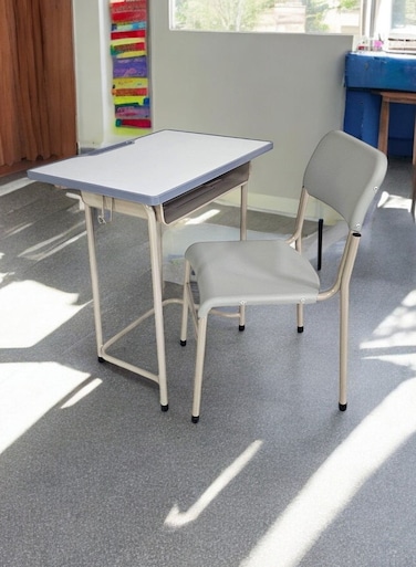 Galaxy Design Grey Adjustable Kids Study Table and Chair Set &ndash; Ergonomic Study Desk with Drawer &amp; Metal Frame (Ages 3&ndash;14)