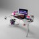 Galaxy Design L-Shaped Gaming Desk (White) &ndash; Carbon Fiber Surface Corner Desk with Monitor Shelf