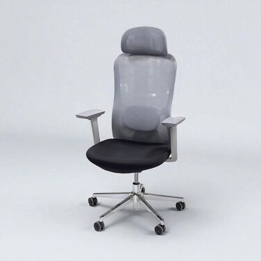 Galaxy Design Black &amp; Grey Ergonomic Office Chair &ndash; Adjustable Headrest &amp; Lumbar Support Computer Chair